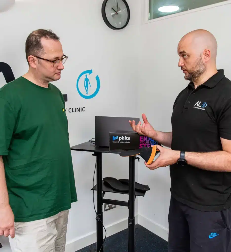Physiotherapist at ALO showcasing orthotics